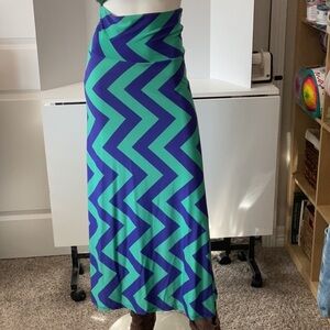 Chevron Patterned Blue and Green Skirt